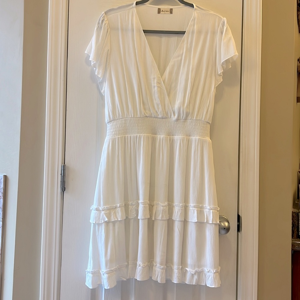 White lined Altar’d State Short Sleeve Dress. New  w/o tags. Never worn.